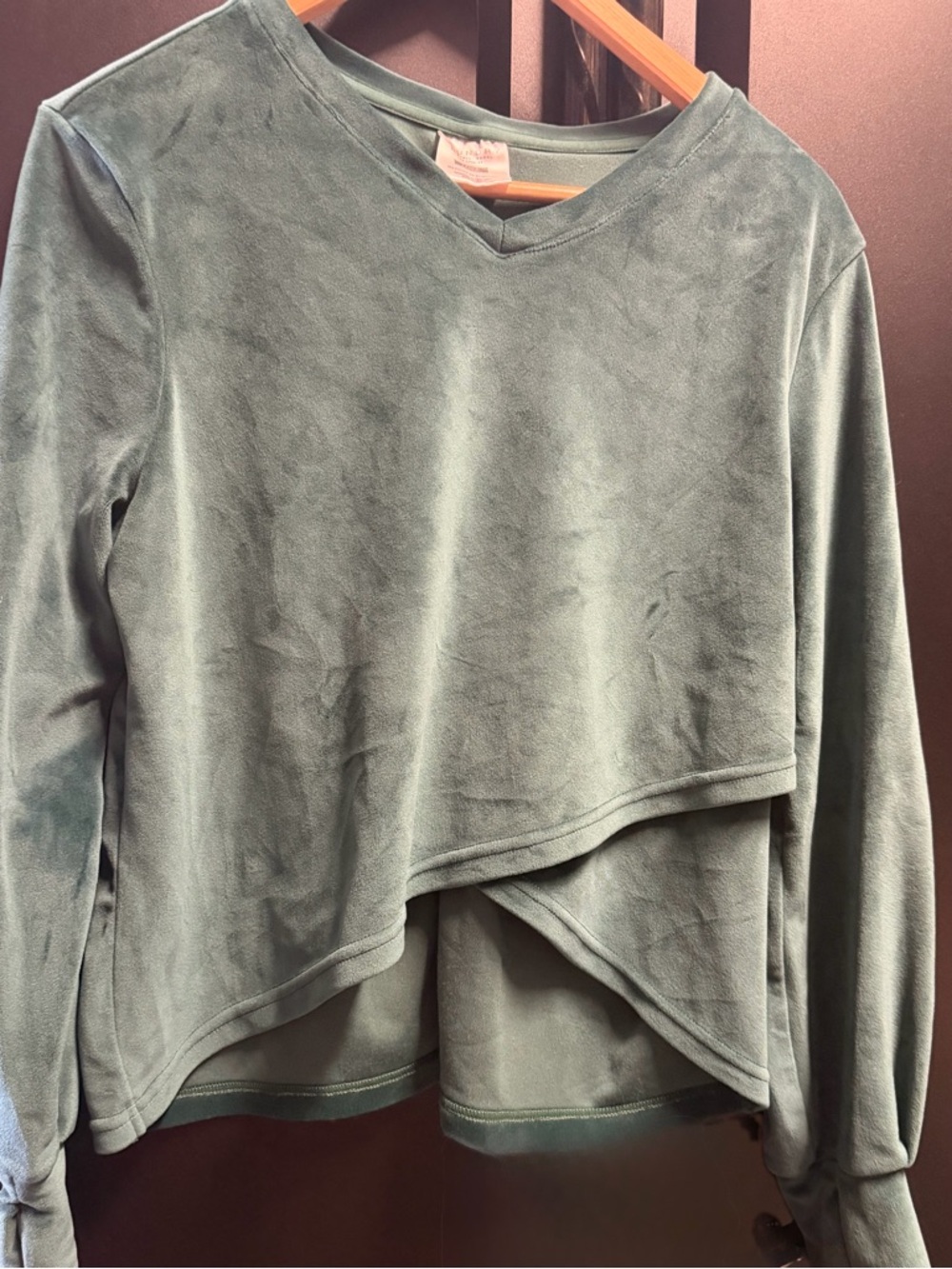 Soft Green V-Neck Layered Sweatshirt